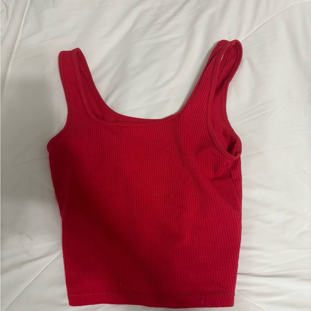 Hollister Red Ribbed Crop Top